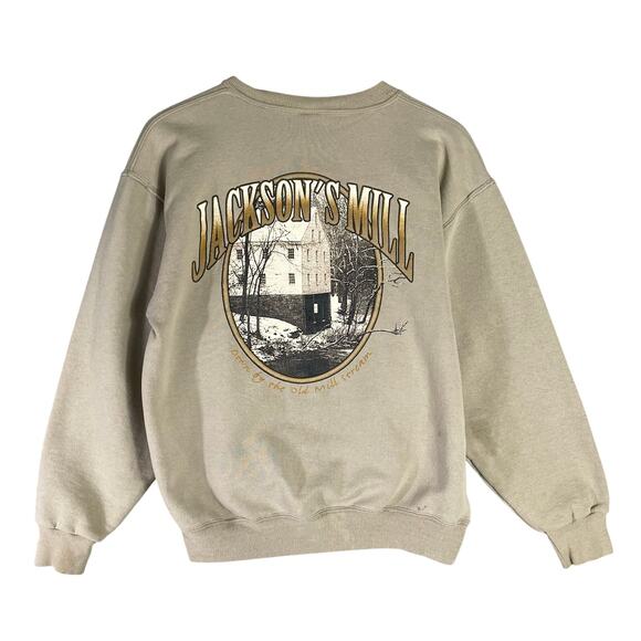 Vintage Jackson's Mill‎ Sweatshirt Beige Adult Medium Historic Print USA - Picture 1 of 9